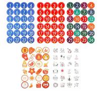 WOONEKY 25 Feuilles Autocollants Noël pour Sceau de Sacs Cadeaux Stickers Ronds Décoratifs à Motifs de Bonbons et Biscuits Autocollants Adhésifs Réutilisables pour Emballage Cadeau et