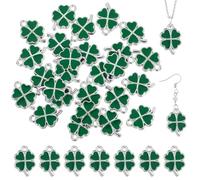 WOONEKY 25 Pièces Breloques Charms Pendentifs Feuille à Quatre Vert DIY Bijoux Léger pour Collier Bracelet Femme