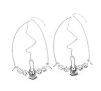 WOONEKY 2pièces Bohemian Vintage Chain with Tassels Bridal Hair Jewelry for Weddings and Special Occasions