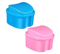 WOONEKY 2Pièces Boîte de Dentier Portable Conteneur de Prothèses Voyage Pratique avec Couvercle Accessoire de Soins Dentaires pour Maison et Extérieur