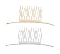 WOONEKY 2pièces Peigne à Cheveux Latéral Élégant Barrettes Métalliques Dorées Et Argentées Accessoires Pour Femmes Et Filles Fixation De Voile Et Coiffures De Mariage