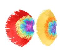 WOONEKY 2pièces Perruque De Halloween Avec Coiffure Colorée Pour Cosplay Coiffe Forme De Crête Rainbow Rainbow