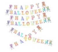 WOONEKY 3 Ensembles Bannière Suspendue Halloween avec Lettres Colorées et Squelettes Décoratifs Guirlande Papier Festive Intérieur et Extérieur pour Décoration Murale et Fond Photo