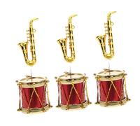 WOONEKY 3 Ensembles Mini Instruments de Musique Miniatures Ensemble de Saxophones Tambours pour Décor de Maison de Poupée et Accessoires Photo