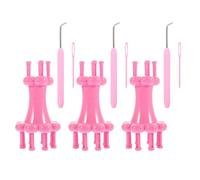 WOONEKY 3 Ensembles Outil de Tricotage à Double Tête Kit de Métier DIY Crochet Plastique Forme de Fleur pour Tissage de Corde Écharpes Femmes Filles Garçon Fille Débutants