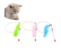 WOONEKY 3 pièces Baguette Chat Acier avec Poignée Antidérapante Colorée Interactif pour Chatons Stick de Jeu Long pour Chat Intérieur Lot de Couleurs Aléatoires Couleur Couleur Aléatoire