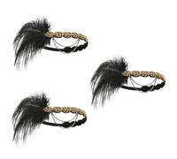 WOONEKY 3 Pièces bandeau de de mariage accessoires de clapet pour femmes bandeau de mariée couvercle anti eclaboussure x vintage pour femmes perlé pour femme Cristal