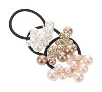 WOONEKY 3 pièces Chouchous Perles Haute Élasticité Accessoires Cheveux Mignons et Filles Bandeaux Épais Décoratifs Blancs Roses Maintien Confortable Queue de Cheval