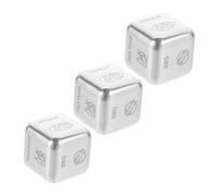 WOONEKY 3 Pièces Dés de Décision Alimentaire Acier Inoxydable Multi-Faces pour Choix Repas Ludique Cadeau Anniversaire pour Couples et Amoureux