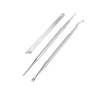 WOONEKY 3 pièces Kit de Outils Pédicure Acier Inoxydable Nettoyeurs Dongles Fourchettes Cuticules et Éliminateurs de Peau Morte Accessoires Soins Ongles pour Maison et Salon