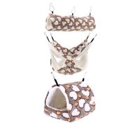 WOONEKY 3 Pièces Nid Douillet pour Petit Animal Cachette Hamster Douillette Hamac Furet Confortable Tanière Chinchilla et Tunnel Activité Accessoires Hamster et Furet Faciles à Nettoyer