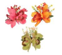 WOONEKY 3 Pièces Peignes Cheveux Fleur Hawaïenne Simulée Accessoires pour Chignons Élégants Épingles Artificielles Colorées Barrettes Latérales pour Mariage et Plage