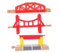 WOONEKY 3 pièces Train Bois Modulaire pour Garçon Fille Accessoires Ponts et Voies Extension Garçon Fille pour Construction de Circuit Ferroviaire