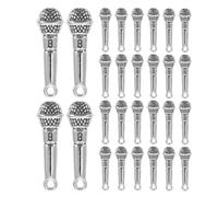 WOONEKY 30 Pendentifs Microphone en Alliage Ancien Couleur Argenté Antique 26,5 X 7 Mm pour Créations DIY Bijoux, Breloques Musicales pour Bracelets, Colliers, Porte-clés et Accessoires