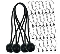 WOONEKY 30 pièces Cordon Élastique avec Boule Noir Tendeur Résistant pour Bâche Tente Camping Extérieur Polyvalent