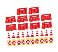 WOONEKY 30 pièces Lot de Jouets Panneaux Circulation Plastique Cônes Miniatures et Barrières Simulées pour Éducation Sécurité Routière des Garçon Fille