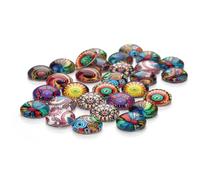 WOONEKY 30 pièces Patchs Verre Ethniques DIY Multicolores pour Création Bijoux Décorations Horlogerie Accessoires Artisanat Fond Plat Rond Facile à Coller
