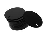 WOONEKY 30 Pièces Plaques Identification pour Animaux Disques Ronds Aluminium Noir Résistants Aux Intempéries Étiquettes Vierges pour Gravure et Marquage Pendentifs DIY pour Colliers et