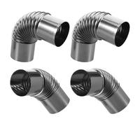 WOONEKY 4 Pièces Accessoires de Cheminée en Acier Inoxydable, Tuyau Coudé Léger et Résistant à L'usure pour Conduit D'évacuation de Poêle, pour Poêles à Bois en Extérieur