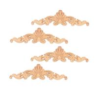 WOONEKY 4 pièces Appliques Bois Sculpté Décoratifs pour Meubles Portes Armoires Ornements Élégants Classiques et Modernes