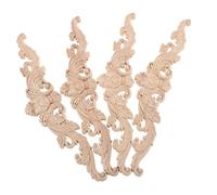 WOONEKY 4 Pièces Appliques Massif Décorations Sculptées Européennes Classiques Motifs Floraux Naturels pour Meubles Facile à Installer Accessoires Décoratifs pour Portes Armoires et