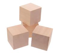WOONEKY 4 Pièces Blocs Bois Non Cubes Bois pour Projets DIY Jouets Éducatifs pour Garçon Fille Outils de Mathématiques et Compréhension Géométrique