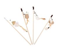 WOONEKY 4 pièces Jouets Interactifs pour Bâtons Amusants Peluche avec Animaux Poisson Oiseau Souris Accessoires Résistants pour Favorise Activité et Évite Mauvaises Habitudes