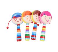 WOONEKY 4 pièces Jouets Montessori Tambour Bois pour Garçon Fille Hochet Sensoriel et Portable Éveil Musical pour Garçon et Fille Stimulation Rythme