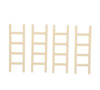 WOONEKY 4 pièces Mini Wooden Ladder Set for Miniature House Decor Compact Decorative Ladder Accessories for Dollhouse Interior and DIY Craft Realistic Imitation Wood Step Ornament