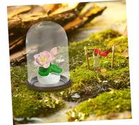 WOONEKY 4 Pièces Miniature Glass Display Domes with Metal Base Mini Round Cloche for Dollhouse DIY Dried Flower and Plant Display