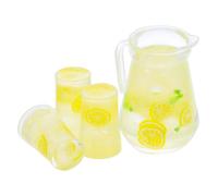 WOONEKY 4 Pièces Miniature Lemon Tea Set for Dollhouse Summer Drink Accessories with Realistic Pitcher and Glasses Tiny Model for Creative Diorama and Collector Display