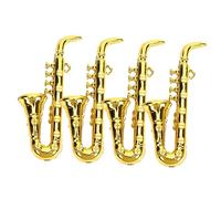 WOONEKY 4 pièces Miniature Saxophone Model Set Mini Wind Instrument Decoration for Doll House and Desktop Realistic Plastic Music Ornament for Music Lovers