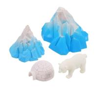 WOONEKY 4 pièces Modèle Mini Igloo Polaire avec Ours Blanc Réaliste Décor Gâteau Garçon Fille Figurines Animaux Arctiques Micro Paysage