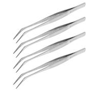 WOONEKY 4 Pièces Pince Brucelle Antistatique Acier Inoxydable Lot Pincettes de Précision Courbées avec Dents pour Réparation Électronique Bijoux Laboratoire