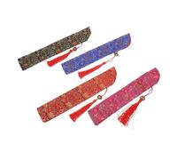 WOONEKY 4 Pièces Sac Pochette Pliable pour Éventail Chinois Vintage avec Pompon Protège-éventail Multifonction pour Mariages Fêtes et Spectacles Lot de Couleurs Assorties Bleu Noir Rouge