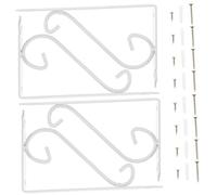 WOONEKY 4 pièces Support Mural pour Étagère Blanche Fer Durable Motif Floral Lot pour Fixation Murale de Rayonnage Rangement Robuste pour Bibliothèque et Boîtier Tv