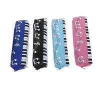 WOONEKY 4 Pièces Trousse à Crayons Musique pour Élèves Pochette Carrée Résistante Oxford Sécurisée Noir Bleu Bleu Rose Polyvalente pour Stylos et Accessoires de Piano