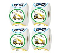 WOONEKY 4 rouleaux Stickers de Récompense pour Garçon Fille avec Motif Voiture Autocollants Adhésifs Ronds Créatifs Lot pour Enseignants et Parents Matériel Sûr
