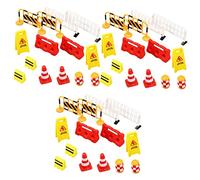 WOONEKY 42 Pièces Barricade de signalisation routière sécurité routière des Enfants Mini Jouet de signalisation routière Panneaux Jeu de rôle pour Enfants Cônes de Circulation en Plastique
