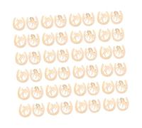 WOONEKY 48 Pièces Horseshoe Wooden Cutouts For DIY Crafts Natural Wood Texture Slices For Party Decorations And Creative Art Projects