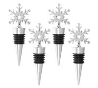 WOONEKY 4pièces Bouchons à Vin Réutilisables Acier Inoxydable Décoratifs Flocon Élégants pour Bouteilles de Rouge Château et Cocktails