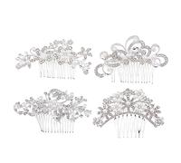 WOONEKY 4pièces Peigne à Cheveux Rhinestones Avec Et Accessoire De Mariage Élégant Pour Mariée Headdress Unique Pour Photo De Mariage Assortiment De Styles