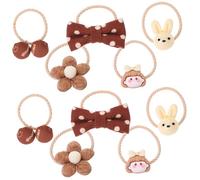 WOONEKY 5 Paires Élastiques Doux avec Nœud Floral pour Filles Accessoires pour Queue de Cheval Élastiques Sans Dommage pour Cheveux Délicats