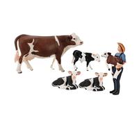 WOONEKY 5 Pièces Mini Cows Figurines Simulation Animal Models Realistic Small Farm Animals Figures for Indoor Outdoor
