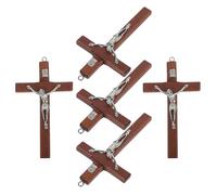 WOONEKY 5 Pièces Pendentifs Croix Bois Petits Crucifix Religieux Bois Charms pour Collier et Bracelet DIY Accessoires de Bijoux Chrétien Artisanaux