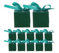 WOONEKY 50 Boîtes à Dragées Mariage en Papier Kraft Vert Petite Boîte Carrée 5X5 CM Ruban Vert pour Bonbons Biscuits et Fêtes Assortiment pour Invités et Réception