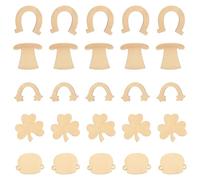 WOONEKY 50 Pièces St Patrick's Day DIY Wood Slices Set Decorative Wooden Chips For Festive Crafts Finely Carved Saint Patrick Ornaments For Home And Party Décor