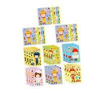 WOONEKY 6 Ensembles Stickers Métiers Puzzles DIY pour Garçon Fille Activités Éducatives et Ludiques Interactive des Professions pour Familles et Écoles