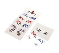 WOONEKY 6 Feuilles D'Autocollants Pour Le Visage En Strass Yeux Étoiles Pierres Précieuses Rouges Pour Le Visage Autocollants D'Art Du Visage Pierres Précieuses De Maquillage
