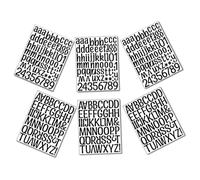 WOONEKY 6 Feuilles Lot de Autocollants Lettres et Chiffres Noirs Stickers Muraux DIY Auto-adhésifs pour Décoration Chambre Boîte Aux Lettres Meubles et Surfaces Lisses Éducatifs et Faciles